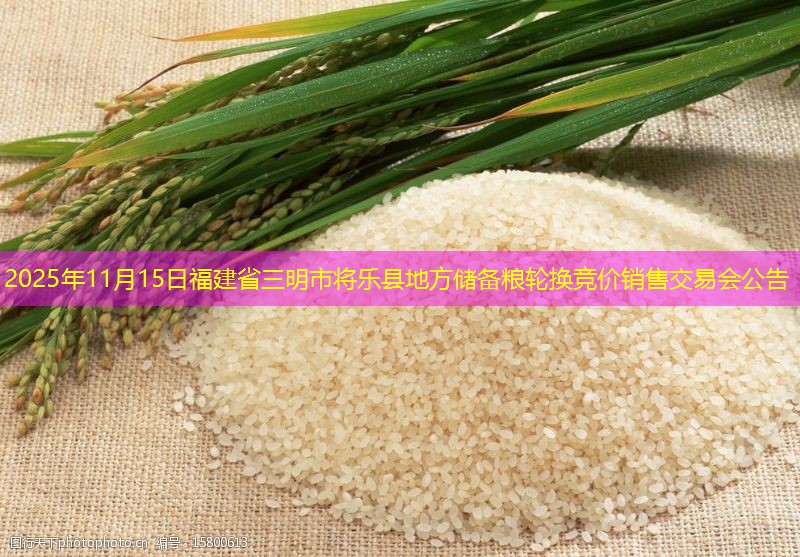 2025年11月15日福建省三明市将乐县地方储备粮轮换竞价销售交易会公告