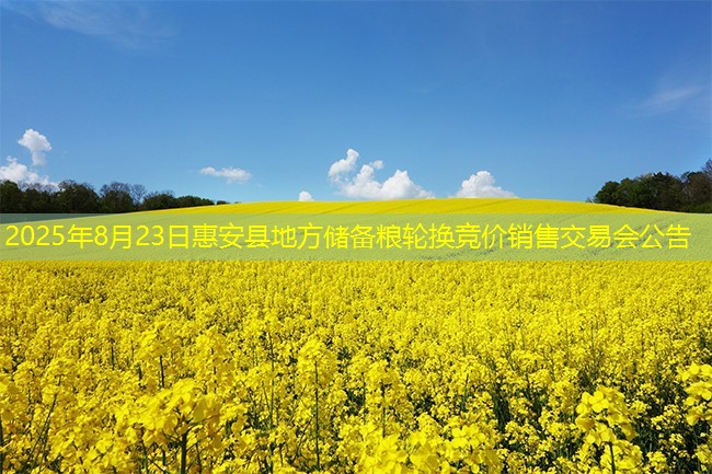 2025年8月23日惠安县地方储备粮轮换竞价销售交易会公告