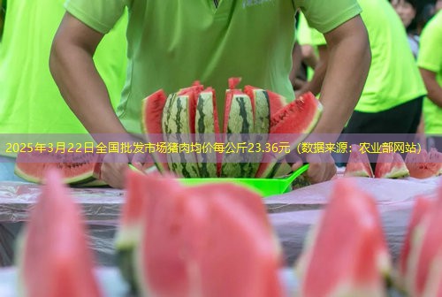 2025年3月22日全国批发市场猪肉均价每公斤23.36元（数据来源：农业部网站）